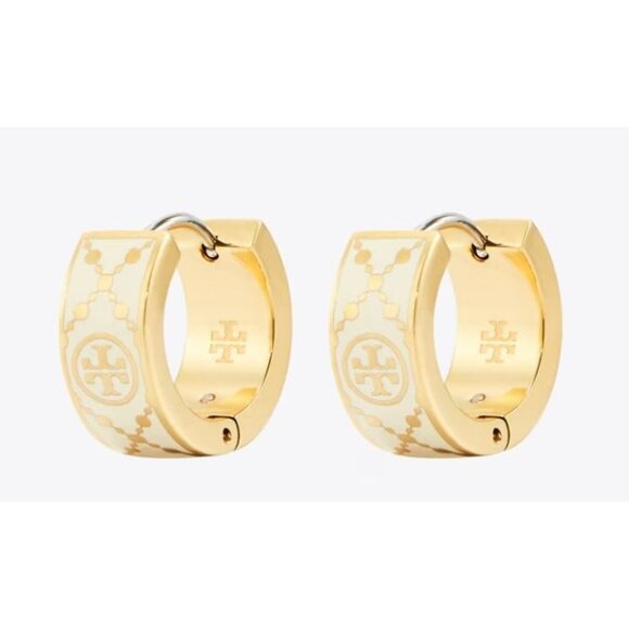 Tory Burch T-Monogram Bangle Bracelet & Huggie Earring Set - Picture 3 of 7